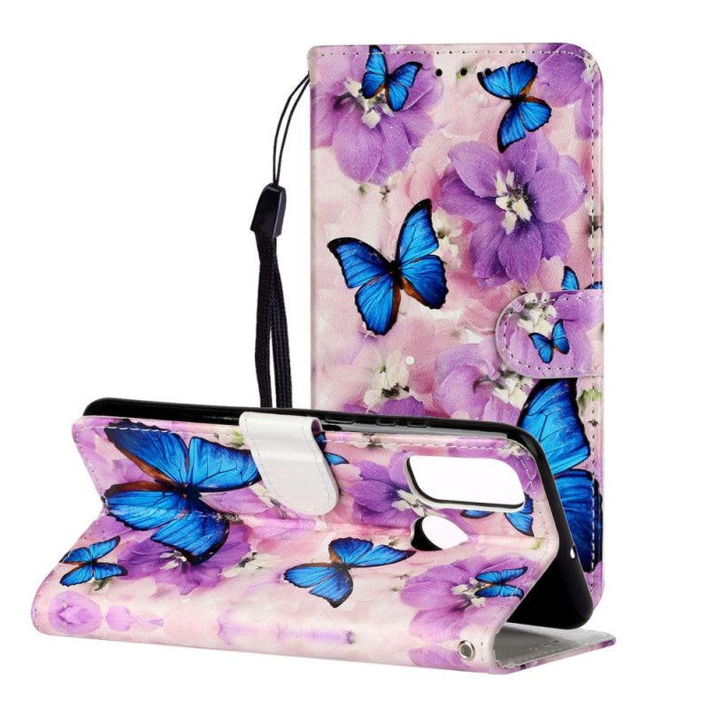 Bescherming Hoesje Huawei P Smart 2020 Telefoonhoesje Blauwe Vlinders In De Bloemen