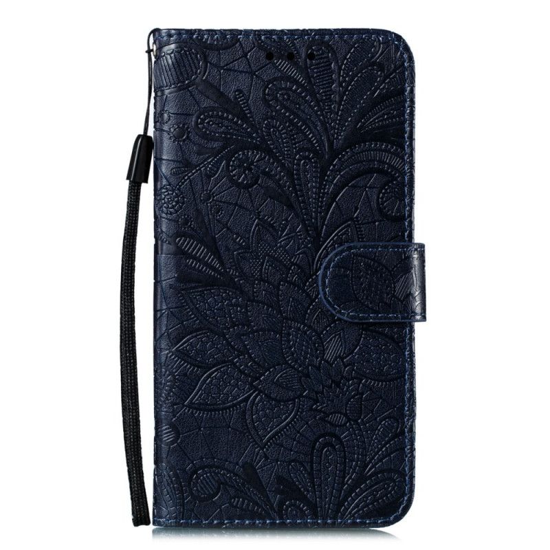 Cover Folio-hoesje Huawei P Smart 2020 Cyaan Telefoonhoesje Tribal String Bloemen