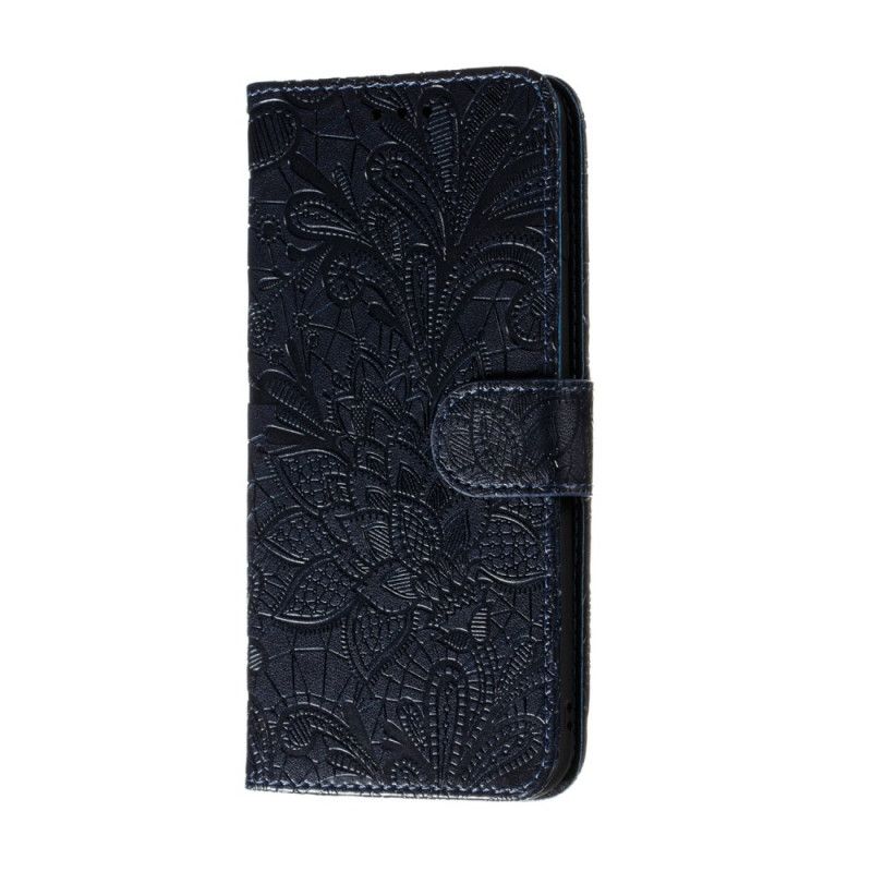 Cover Folio-hoesje Huawei P Smart 2020 Cyaan Telefoonhoesje Tribal String Bloemen