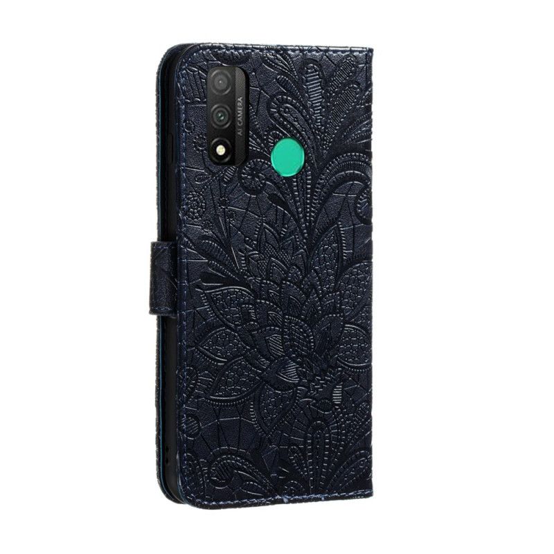 Cover Folio-hoesje Huawei P Smart 2020 Cyaan Telefoonhoesje Tribal String Bloemen