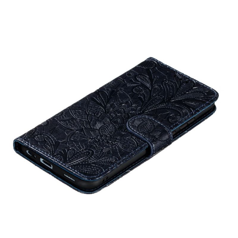 Cover Folio-hoesje Huawei P Smart 2020 Cyaan Telefoonhoesje Tribal String Bloemen