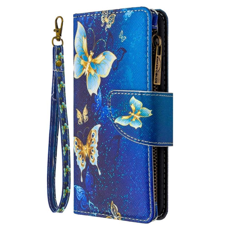 Cover Folio-hoesje Huawei P Smart 2020 Wit Zwart Telefoonhoesje Vlindervak Met Ritssluiting