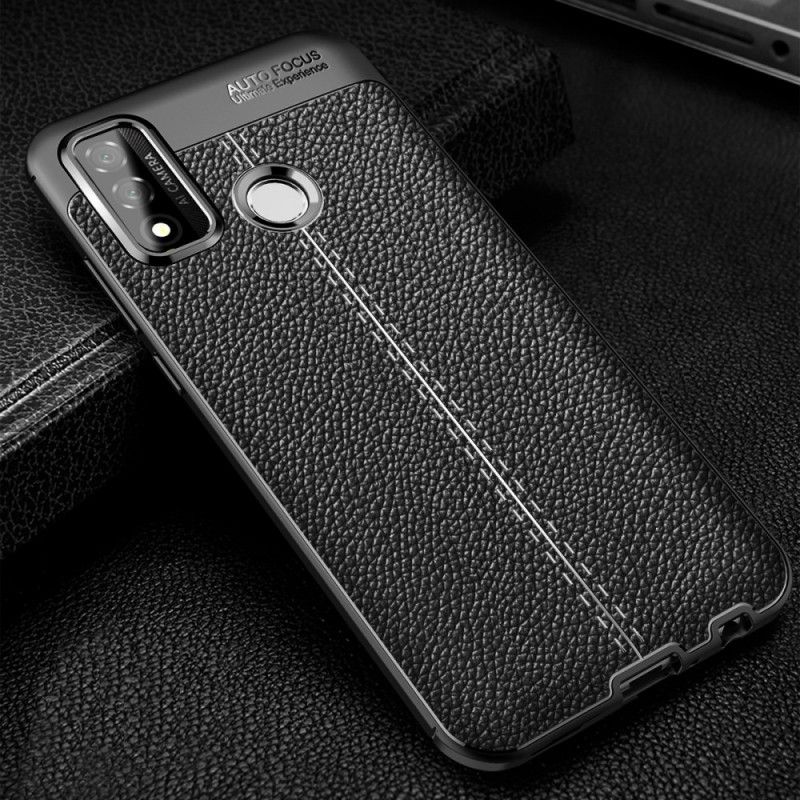 Cover Hoesje Huawei P Smart 2020 Rood Zwart Telefoonhoesje Dubbellijn Lychee Leereffect