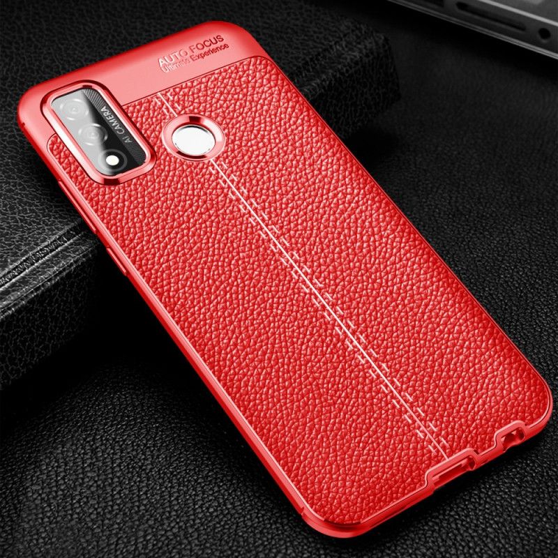 Cover Hoesje Huawei P Smart 2020 Rood Zwart Telefoonhoesje Dubbellijn Lychee Leereffect