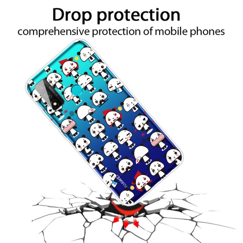 Cover Hoesje Huawei P Smart 2020 Telefoonhoesje Transparante Grappige Panda'S