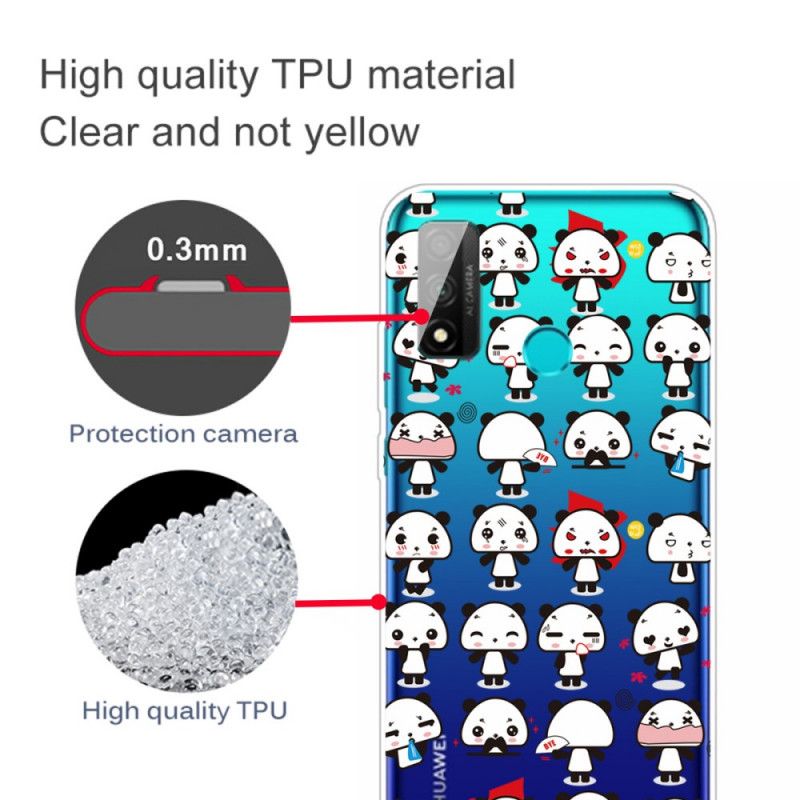 Cover Hoesje Huawei P Smart 2020 Telefoonhoesje Transparante Grappige Panda'S