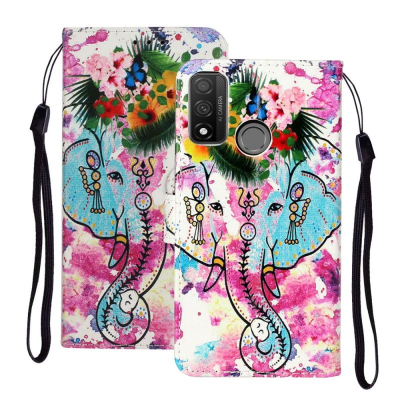 Flip Case Leren Huawei P Smart 2020 Olifanten Schilderij