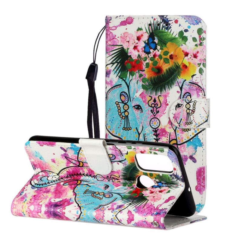 Flip Case Leren Huawei P Smart 2020 Olifanten Schilderij