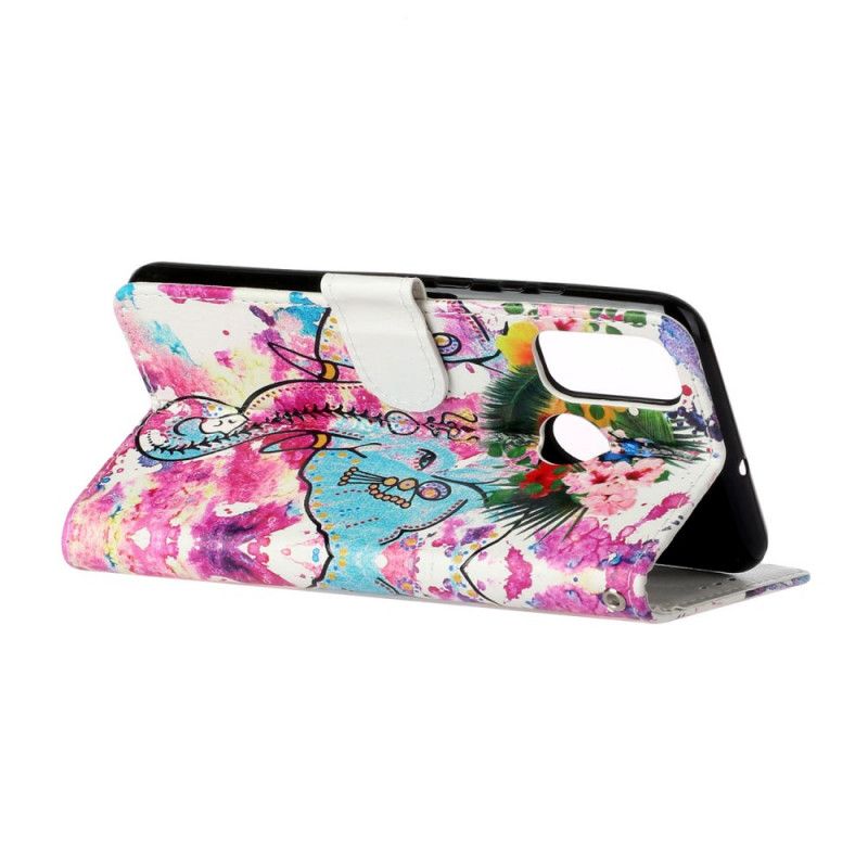Flip Case Leren Huawei P Smart 2020 Olifanten Schilderij