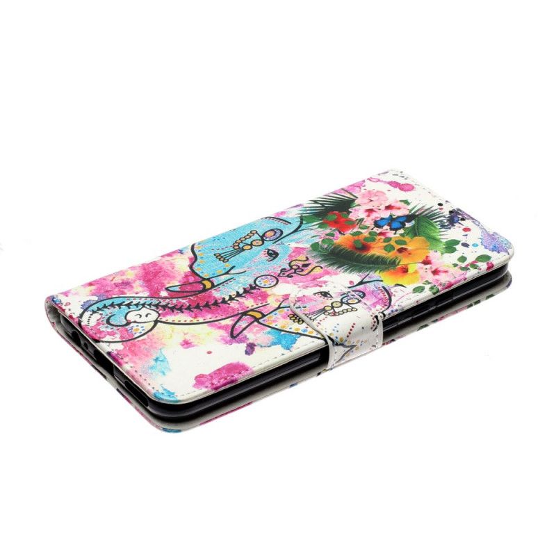 Flip Case Leren Huawei P Smart 2020 Olifanten Schilderij