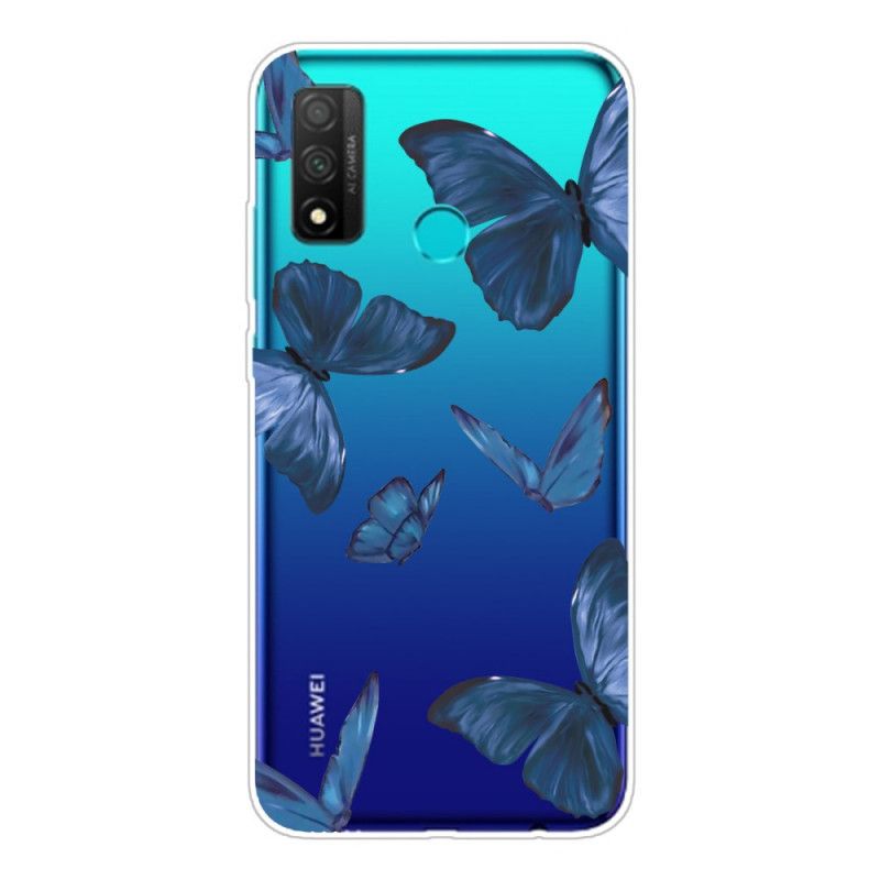 Hoesje Huawei P Smart 2020 Donkerblauw Roze Wilde Vlinders