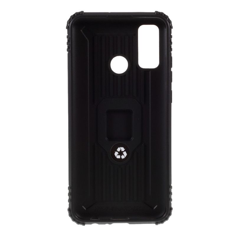 Hoesje Huawei P Smart 2020 Rood Zwart Ring En Koolstofvezel
