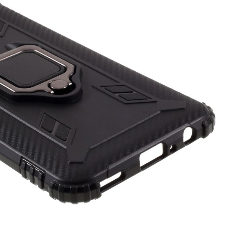 Hoesje Huawei P Smart 2020 Rood Zwart Ring En Koolstofvezel