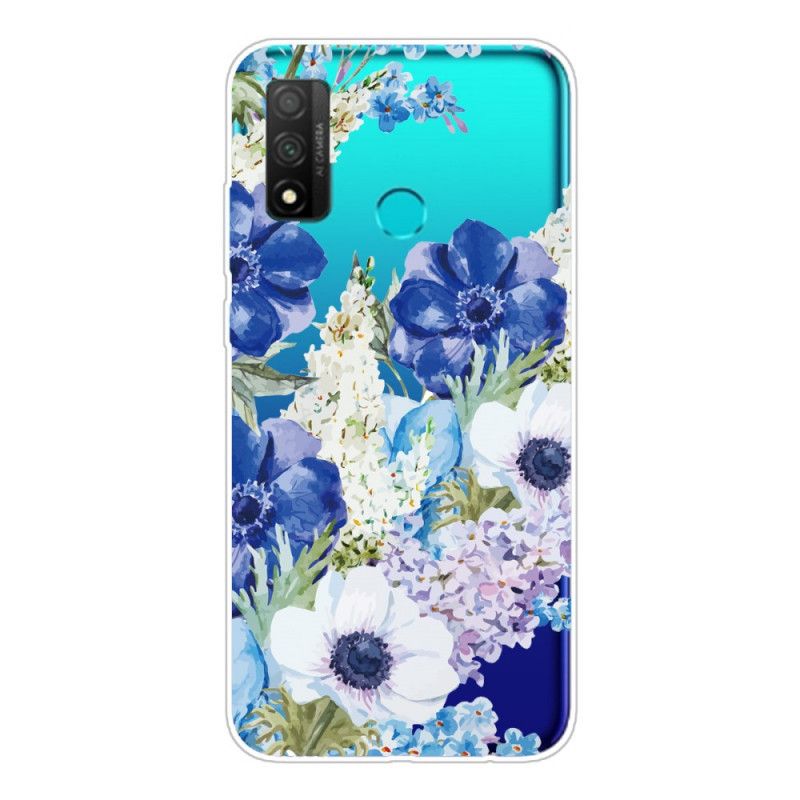 Hoesje Huawei P Smart 2020 Transparante Aquarel Blauwe Bloemen