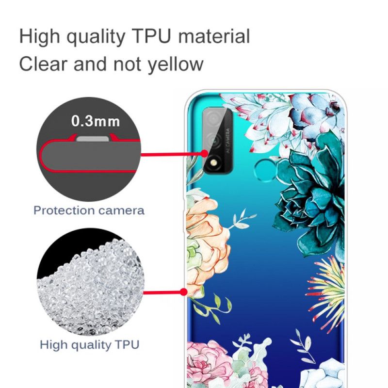 Hoesje Huawei P Smart 2020 Transparante Aquarelbloemen