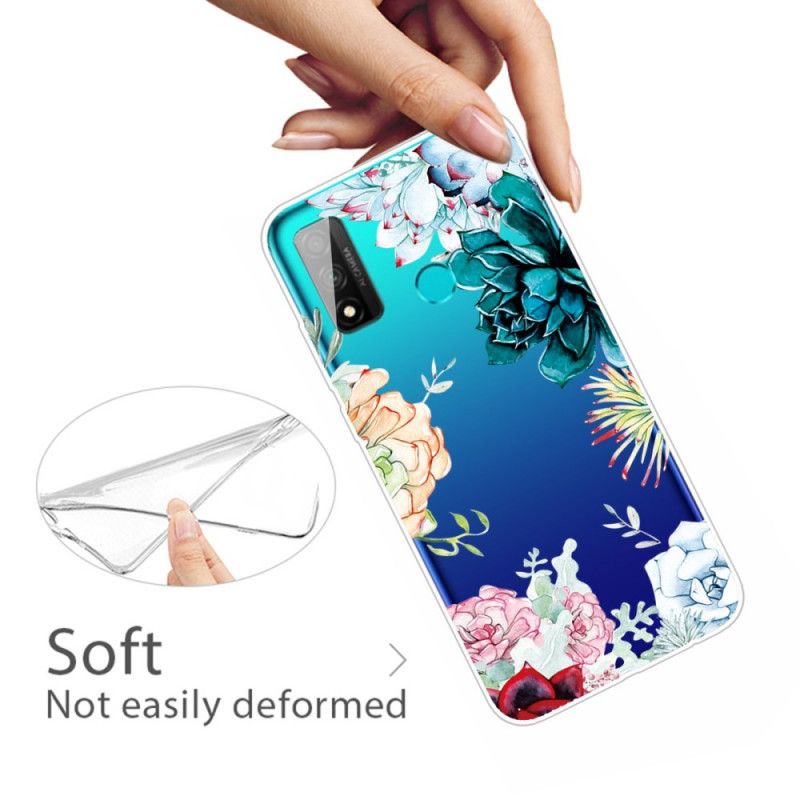 Hoesje Huawei P Smart 2020 Transparante Aquarelbloemen