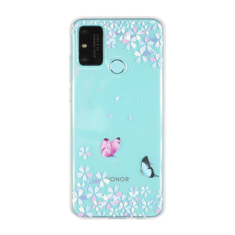 Hoesje Huawei P Smart 2020 Transparante Vlinders En Bloemen