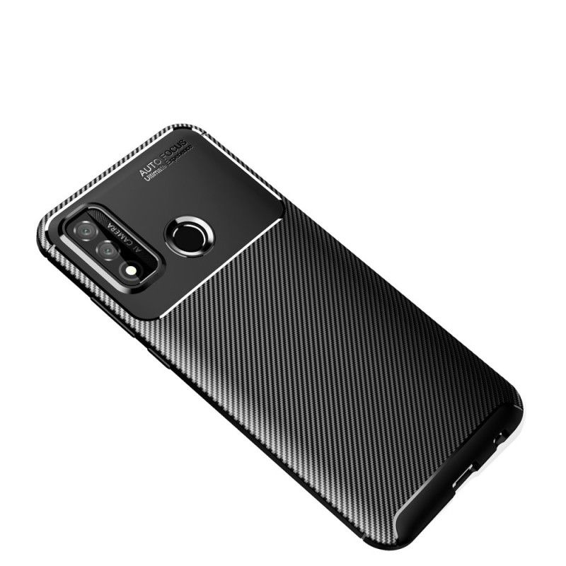 Hoesje voor Huawei P Smart 2020 Donkerblauw Zwart Flexibele Koolstofvezelstructuur