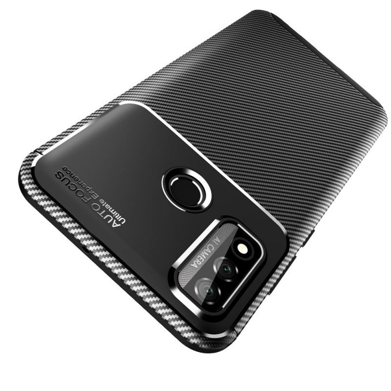 Hoesje voor Huawei P Smart 2020 Donkerblauw Zwart Flexibele Koolstofvezelstructuur