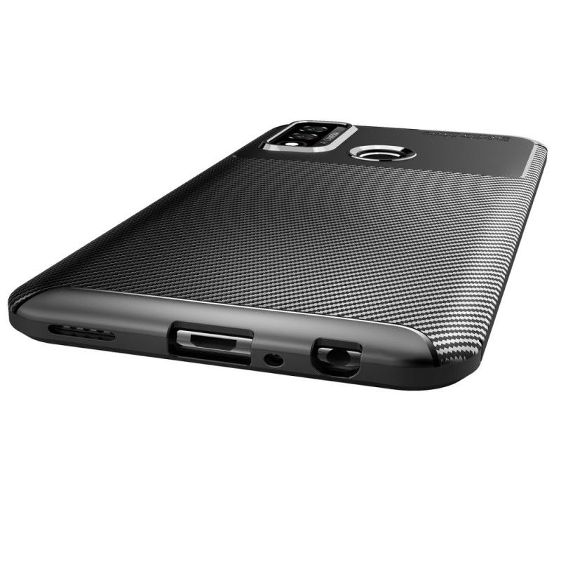 Hoesje voor Huawei P Smart 2020 Donkerblauw Zwart Flexibele Koolstofvezelstructuur