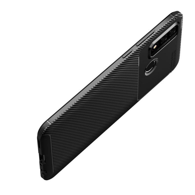 Hoesje voor Huawei P Smart 2020 Donkerblauw Zwart Flexibele Koolstofvezelstructuur