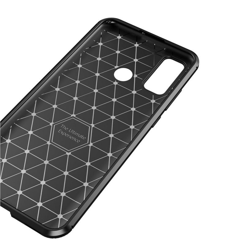 Hoesje voor Huawei P Smart 2020 Donkerblauw Zwart Flexibele Koolstofvezelstructuur