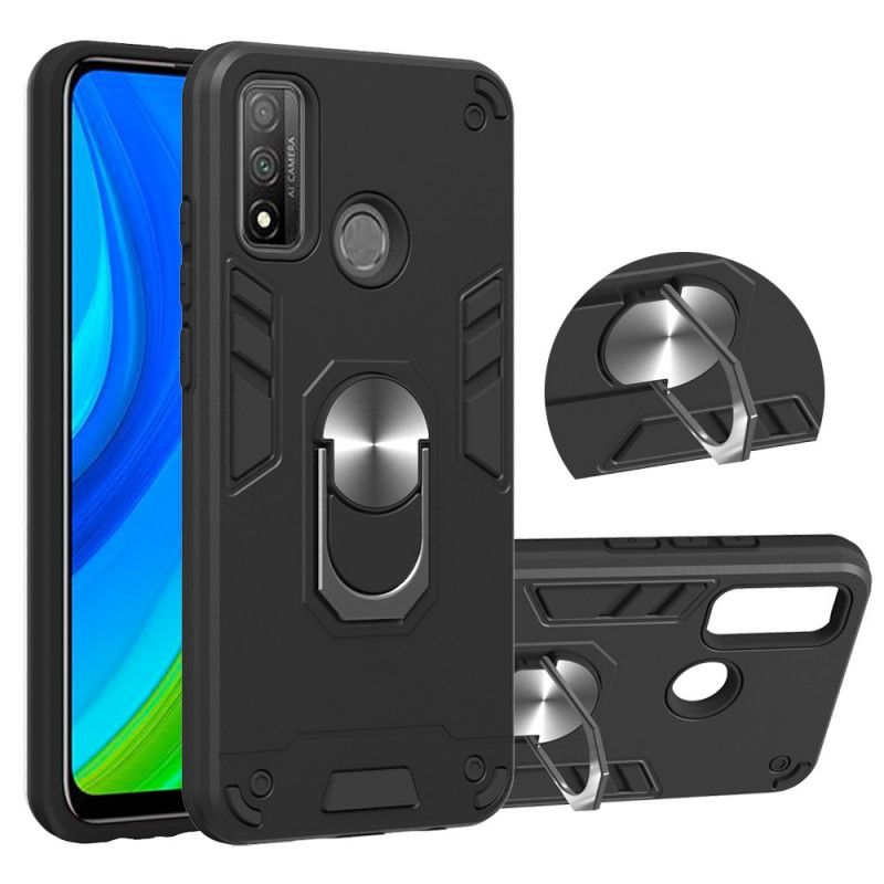 Hoesje voor Huawei P Smart 2020 Wit Zwart Afneembare Ringhouder