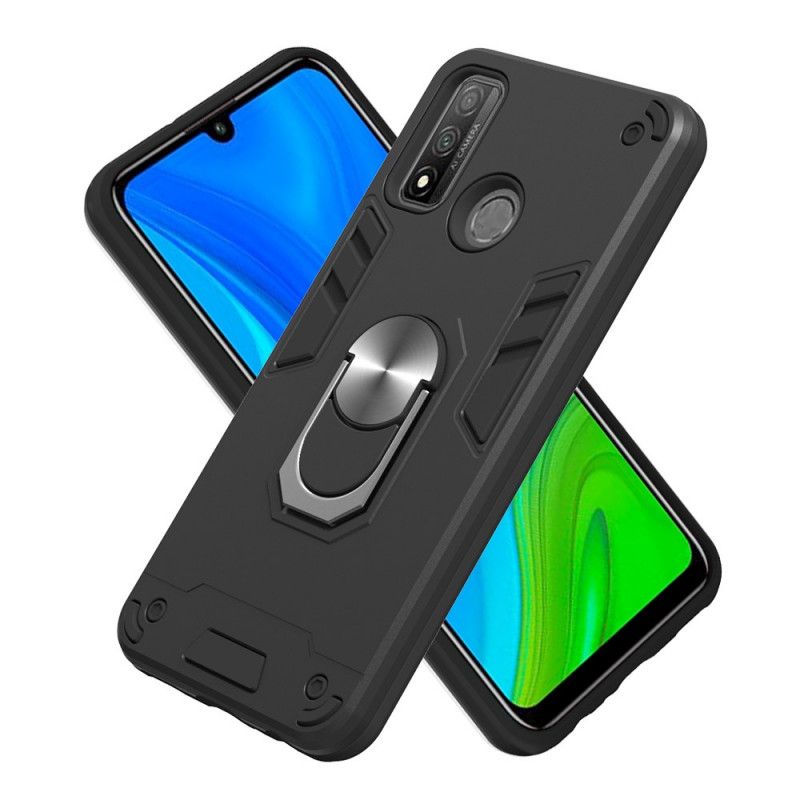 Hoesje voor Huawei P Smart 2020 Wit Zwart Afneembare Ringhouder