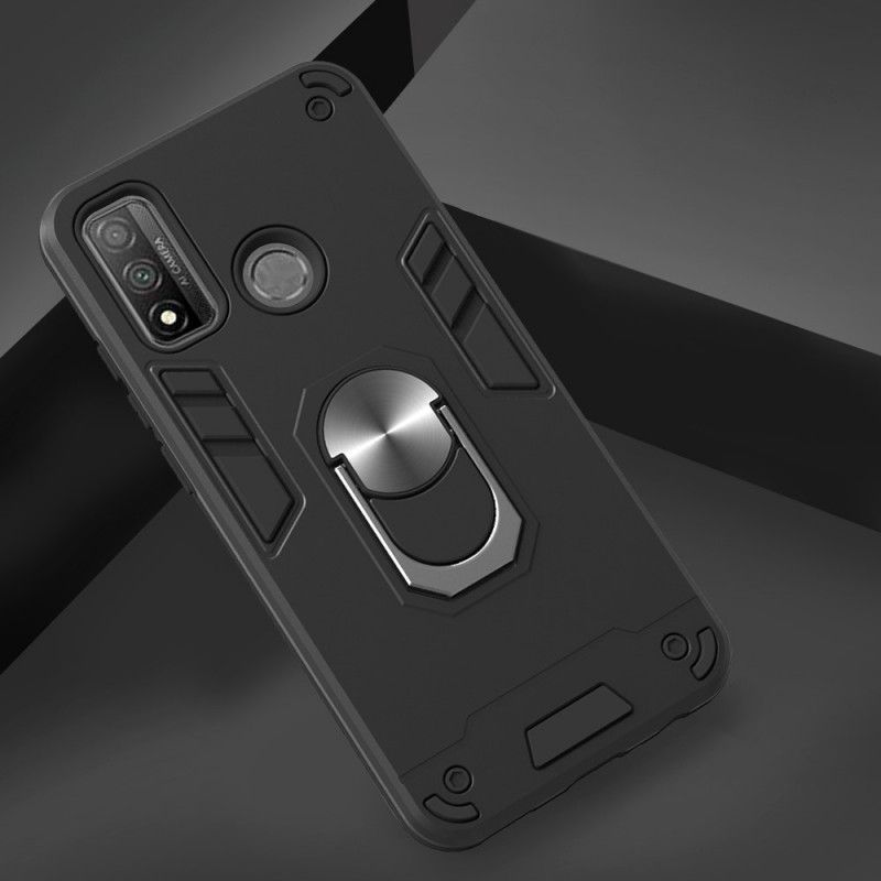 Hoesje voor Huawei P Smart 2020 Wit Zwart Afneembare Ringhouder