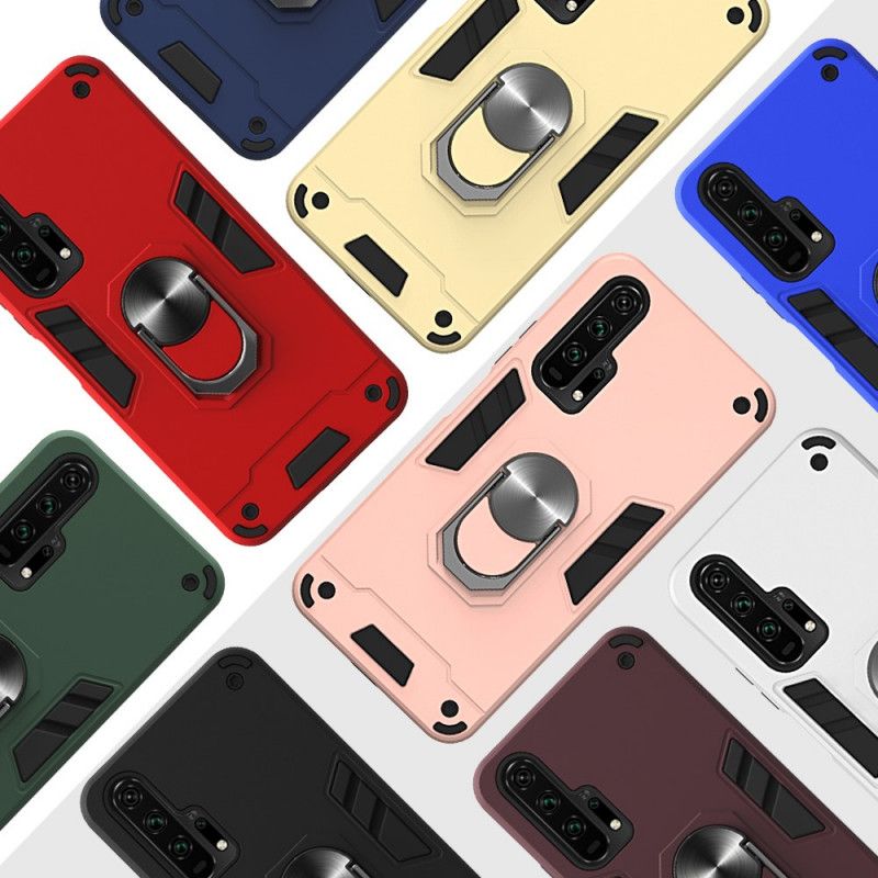 Hoesje voor Huawei P Smart 2020 Wit Zwart Afneembare Ringhouder