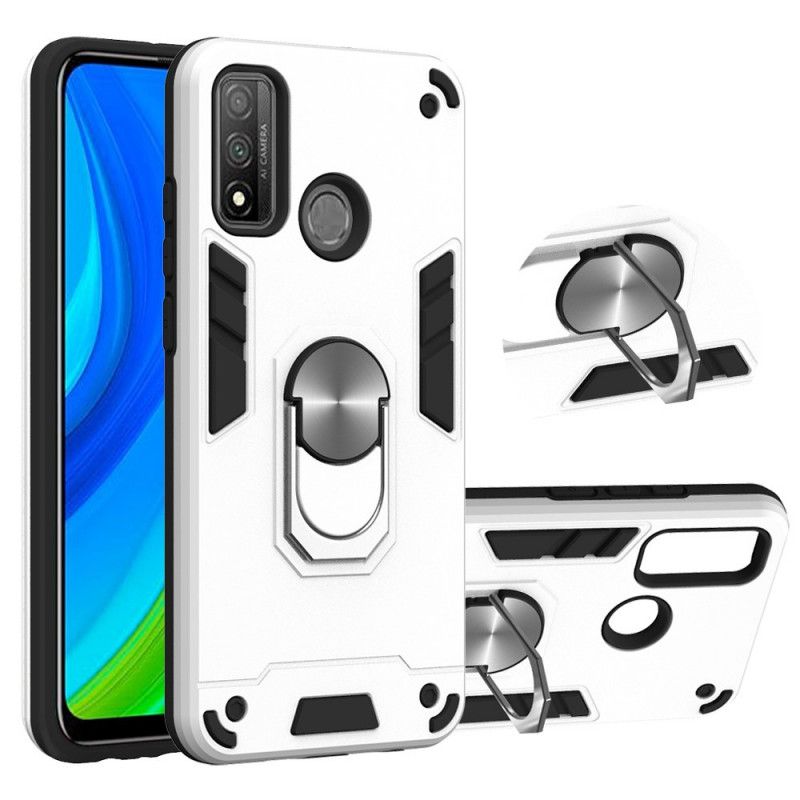 Hoesje voor Huawei P Smart 2020 Wit Zwart Afneembare Ringhouder
