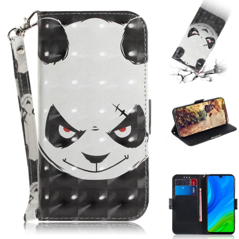Leren Hoesje Huawei P Smart 2020 Boze Panda Met String