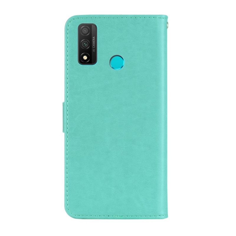 Leren Hoesje Huawei P Smart 2020 Rood Grijs Uil Mandala En String