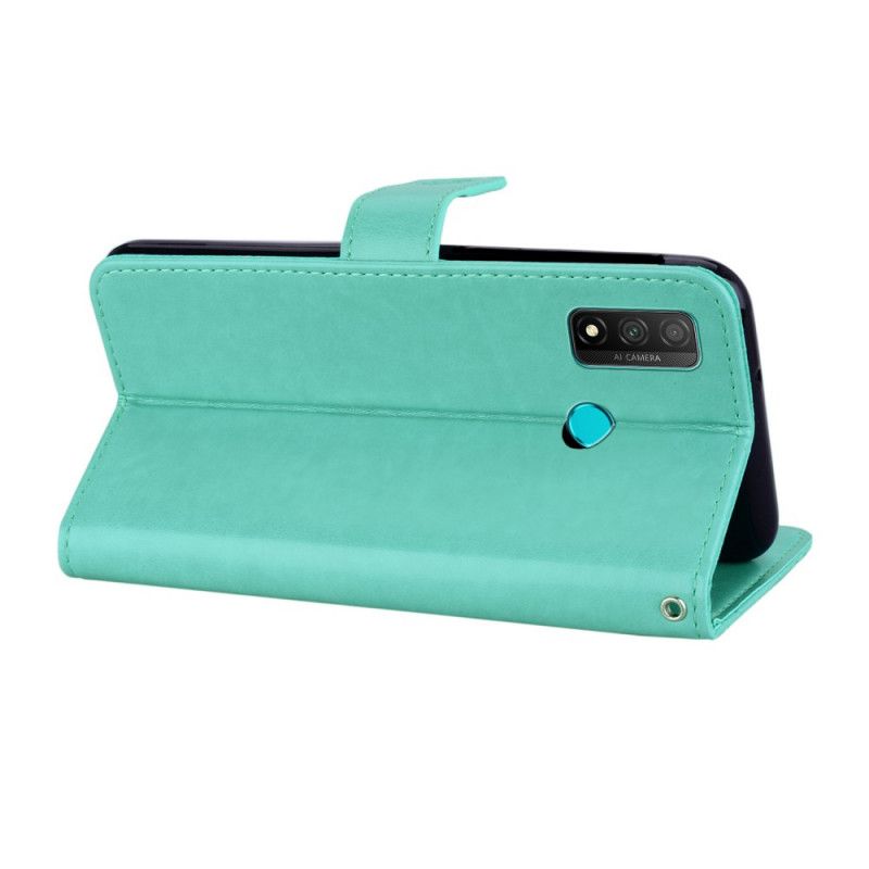 Leren Hoesje Huawei P Smart 2020 Rood Grijs Uil Mandala En String