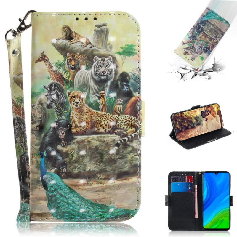 Leren Hoesje Huawei P Smart 2020 String Safari Dieren