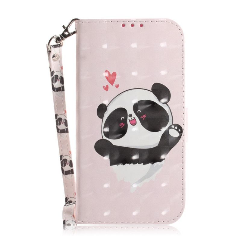 Leren Hoesje Huawei P Smart 2020 Telefoonhoesje Panda Love Met String