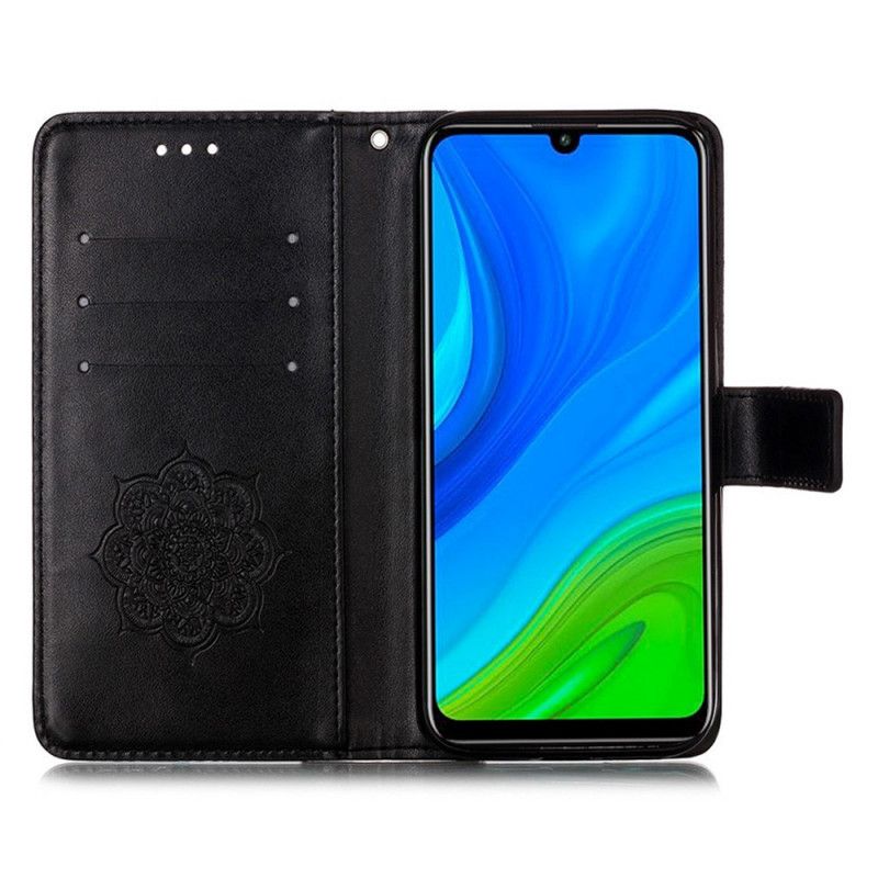 Leren Hoesje voor Huawei P Smart 2020 Grijs Zwart Dromenvangerprint En String