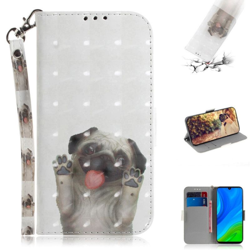 Leren Hoesje voor Huawei P Smart 2020 Hou Van Mijn Hond Met String
