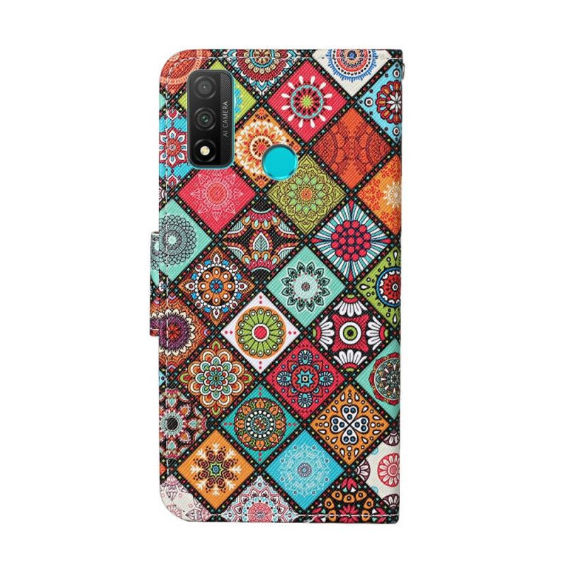 Leren Hoesje voor Huawei P Smart 2020 Patchwork Mandala'S Met String
