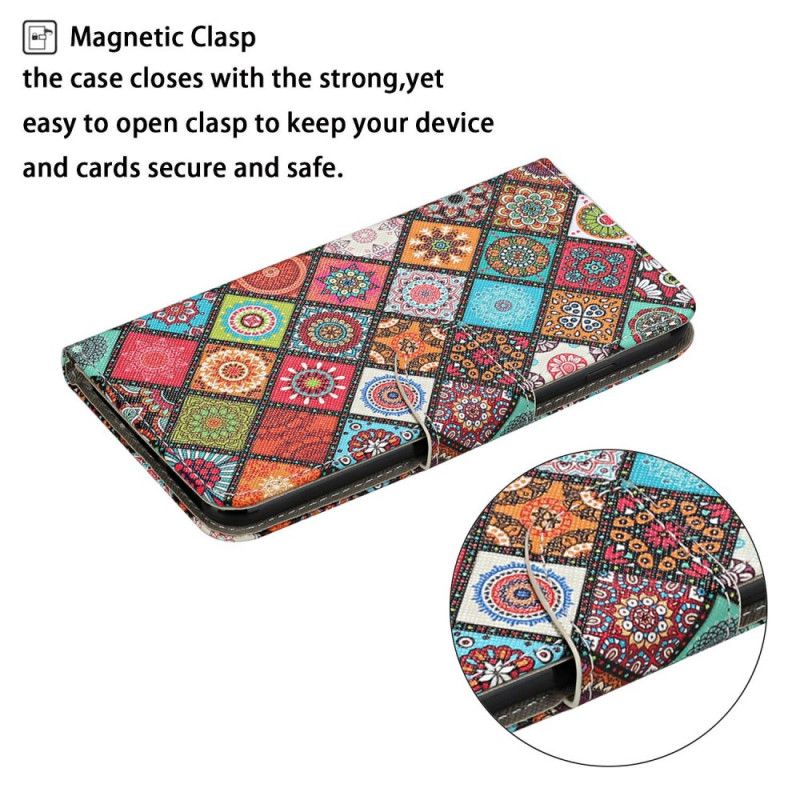 Leren Hoesje voor Huawei P Smart 2020 Patchwork Mandala'S Met String