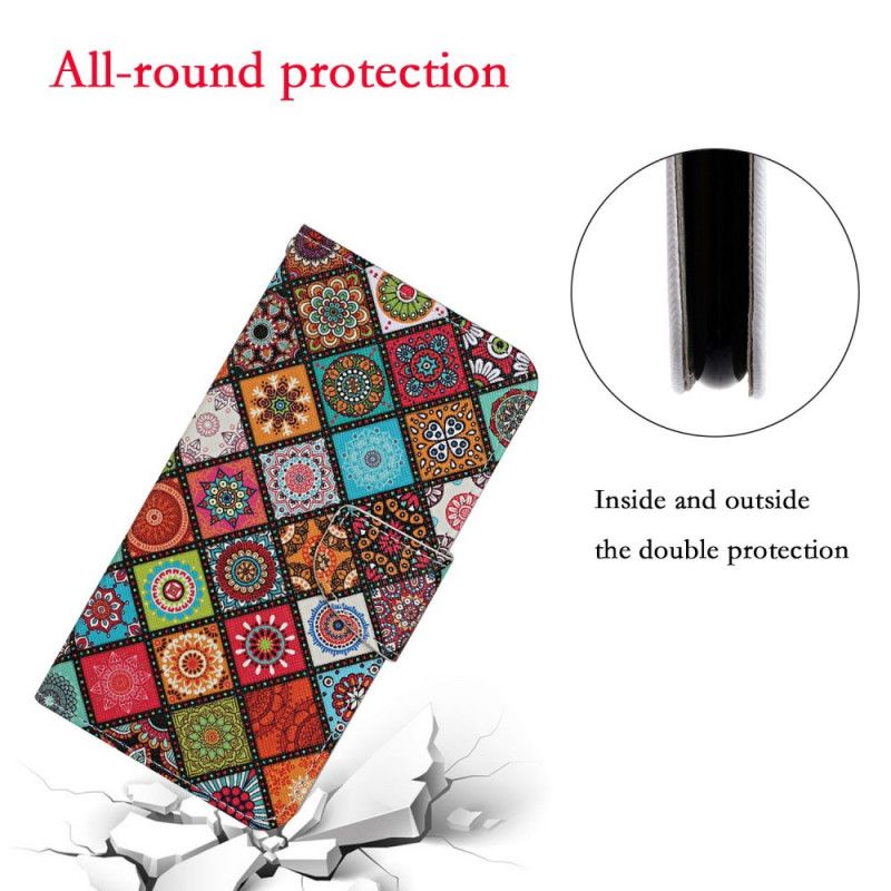 Leren Hoesje voor Huawei P Smart 2020 Patchwork Mandala'S Met String