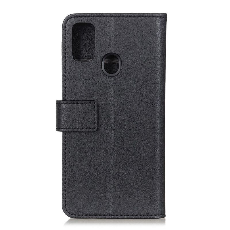 Leren Hoesje voor Huawei P Smart 2020 Zwart Klassiek Glanzend Leereffect