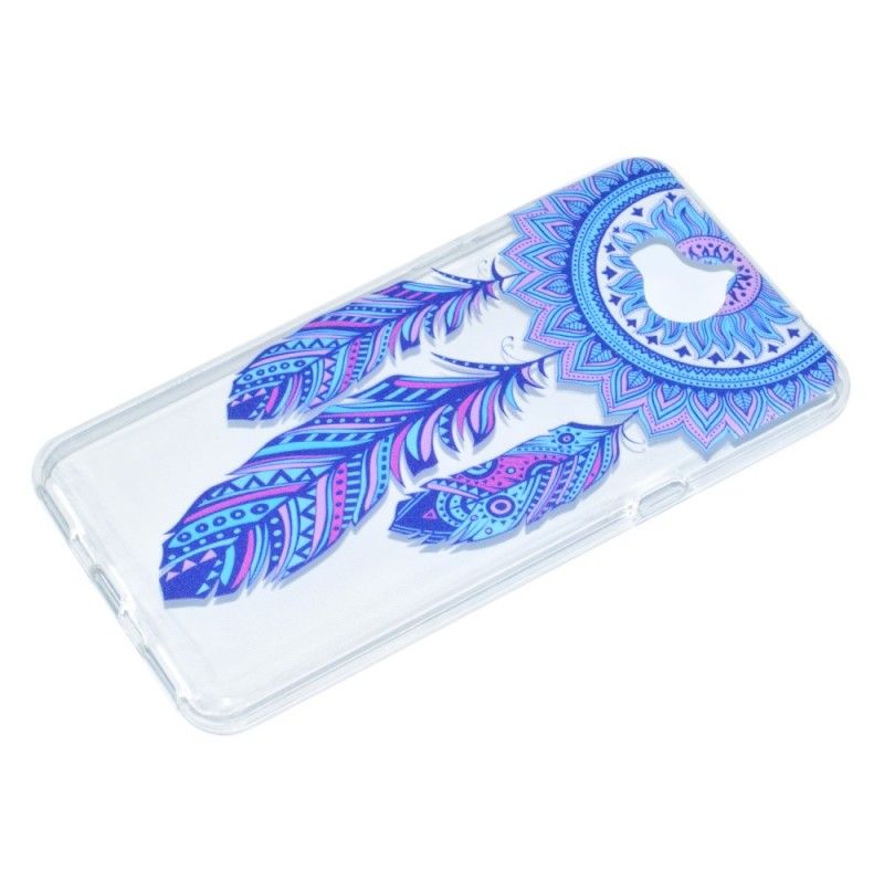 Cover Hoesje Huawei Y6 2017 Telefoonhoesje Transparante Vanger Droomt Blauwe Veren