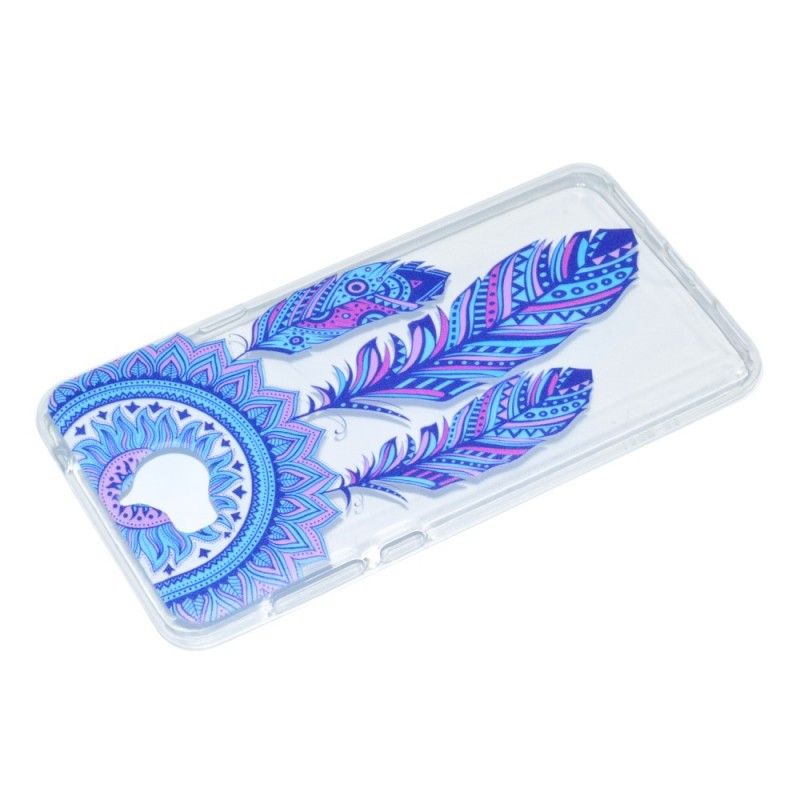 Cover Hoesje Huawei Y6 2017 Telefoonhoesje Transparante Vanger Droomt Blauwe Veren