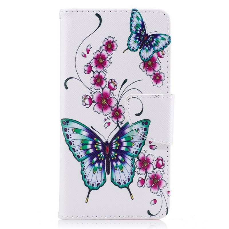 Flip Case Leren Huawei Y6 2017 Prachtige Vlinders