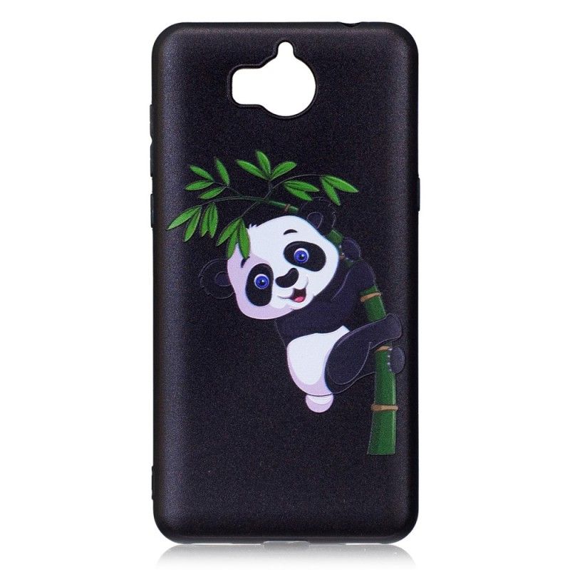 Hoesje Huawei Y6 2017 Panda In Reliëf Op Bamboe