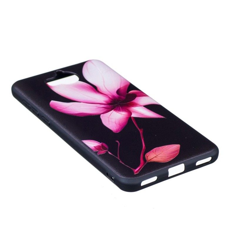 Hoesje Huawei Y6 2017 Roze Bloem In Reliëf