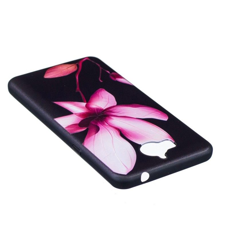 Hoesje Huawei Y6 2017 Roze Bloem In Reliëf
