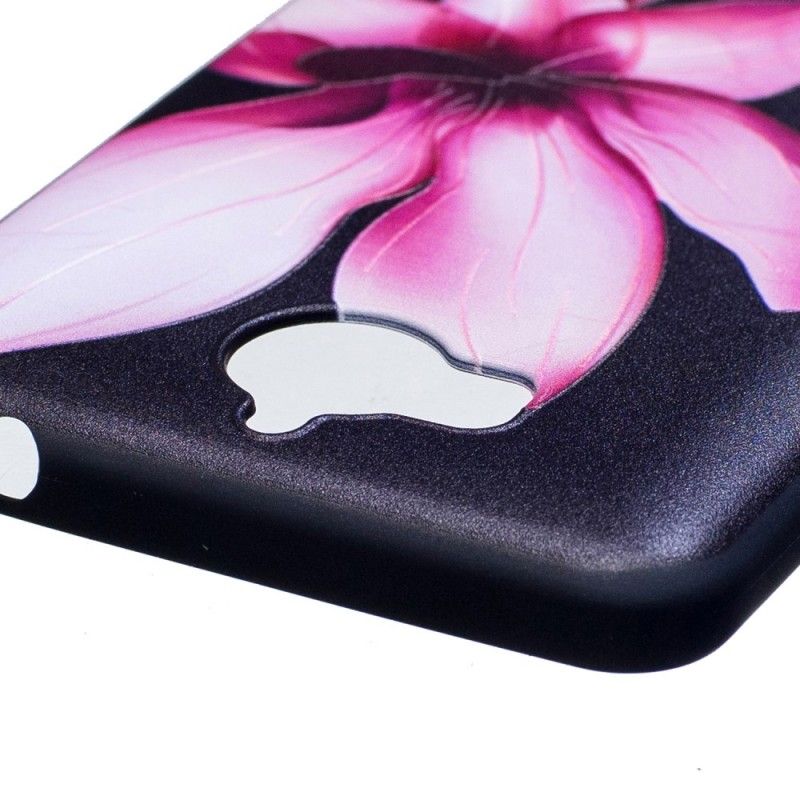 Hoesje Huawei Y6 2017 Roze Bloem In Reliëf
