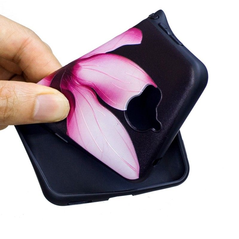 Hoesje Huawei Y6 2017 Roze Bloem In Reliëf